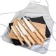 Kit Conjunto Para Churrasco em Bambú Com Avental Kit Conjunto Para Churrasco em Bambú Com Avental
