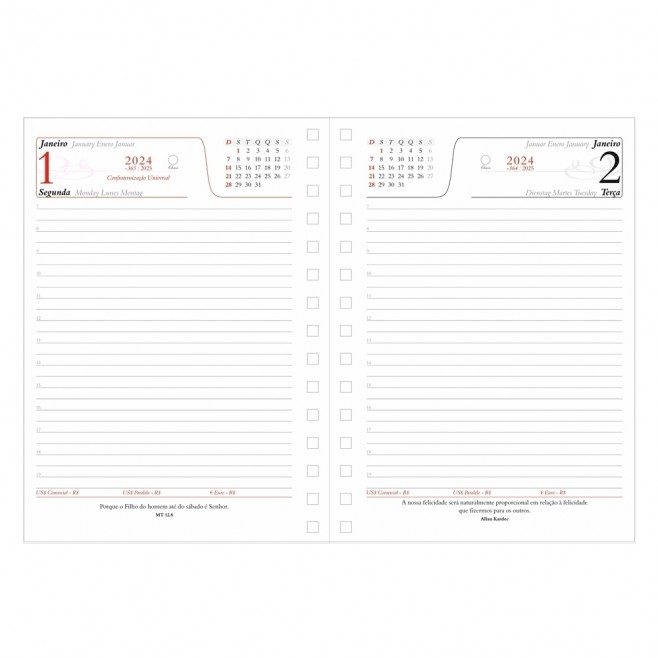 Agenda Diária 2024 Wire-o Personalizada Agenda Diária 2024 Wire-o Personalizada