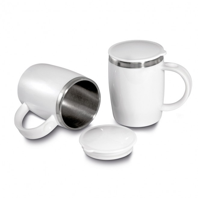 Caneca em Plástico e Inox 400ml Personalizada Caneca em Plástico e Inox 400ml Personalizada