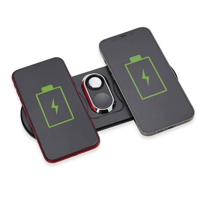 Base Dual Indução Para Celulares e Smartwatch Personalizada Com Logotipo Base Dual Indução Para Celulares e Smartwatch Personalizada Com Logotipo