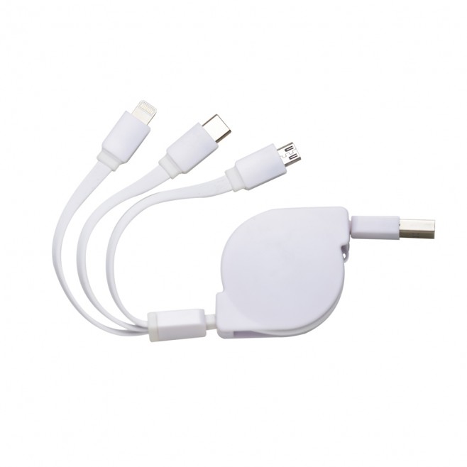Cabo USB Retrátil 3 em 1 Personalizado Cabo USB Retrátil 3 em 1 Personalizado