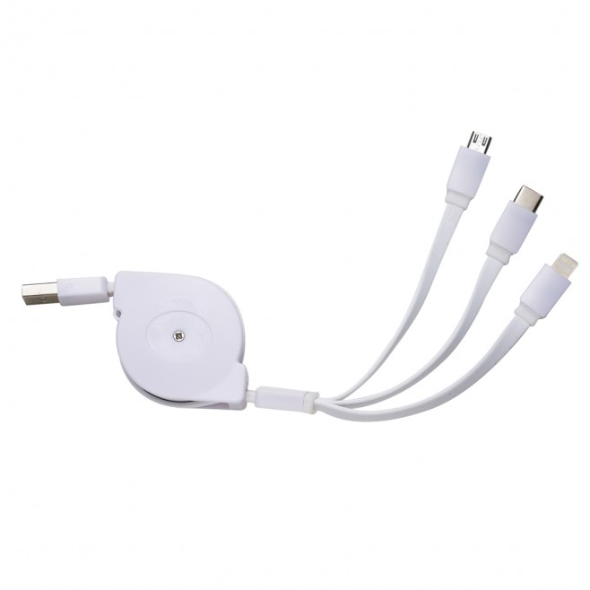 Cabo USB Retrátil 3 em 1 Personalizado Cabo USB Retrátil 3 em 1 Personalizado
