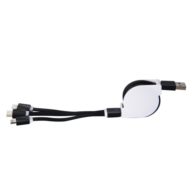 Cabo USB Retrátil 3 em 1 Personalizado Cabo USB Retrátil 3 em 1 Personalizado