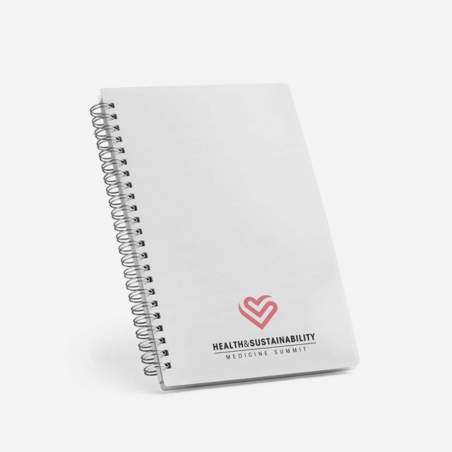 Caderno Espiral A5 Em PP Com Folhas Pautadas Recicladas Personalizado Caderno Espiral A5 Em PP Com Folhas Pautadas Recicladas Personalizado