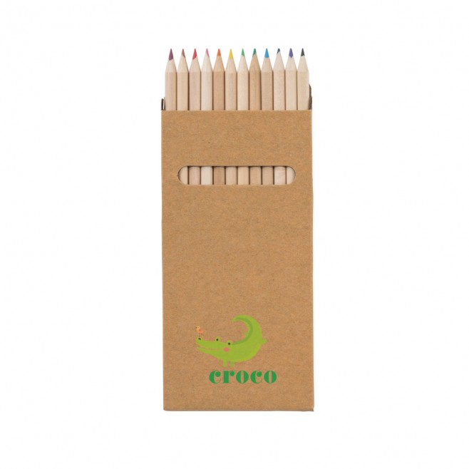 Caixa de Cartão com 12 mini Lápis de Cor Promocional Caixa de Cartão com 12 mini Lápis de Cor Promocional