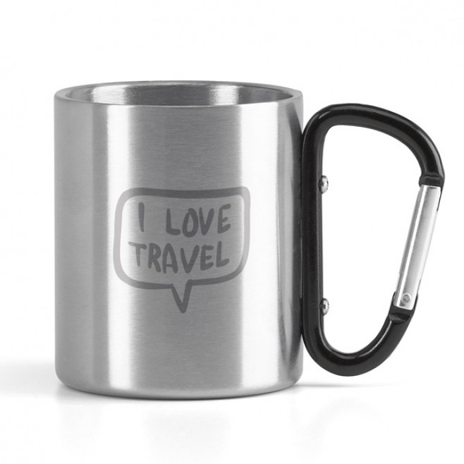 Caneca Aço Inox Com Alça Mosquetão Personalizada Caneca Aço Inox Com Alça Mosquetão Personalizada
