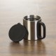 Caneca de Aço Inox 180 ml Com Tampa e Cabo Plástico Caneca de Aço Inox 180 ml Com Tampa e Cabo Plástico