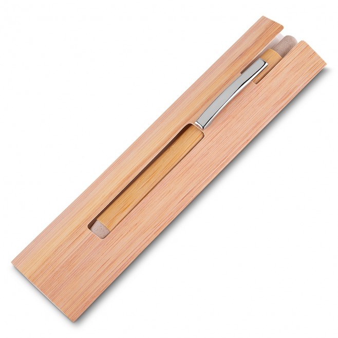 Caneta Ecológica de Bambu com Estojo Personalizada Caneta Ecológica de Bambu com Estojo Personalizada