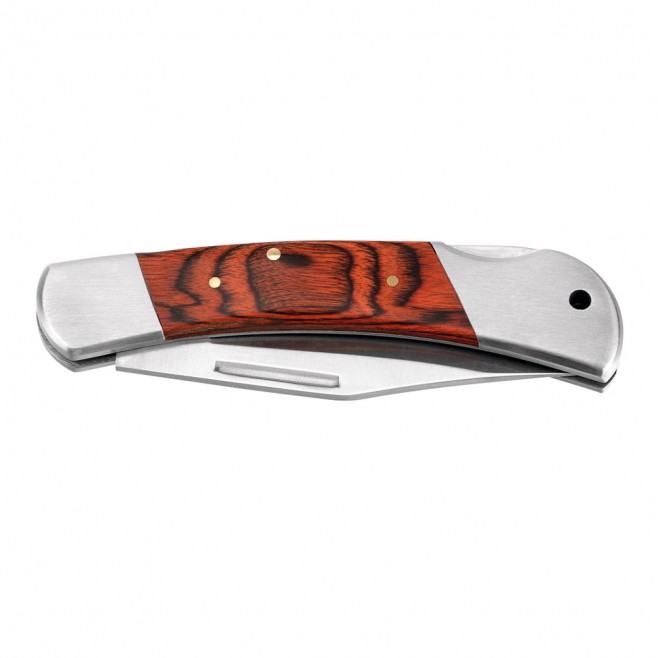 Canivete em aço inox e madeira com Logo Canivete em aço inox e madeira com Logo