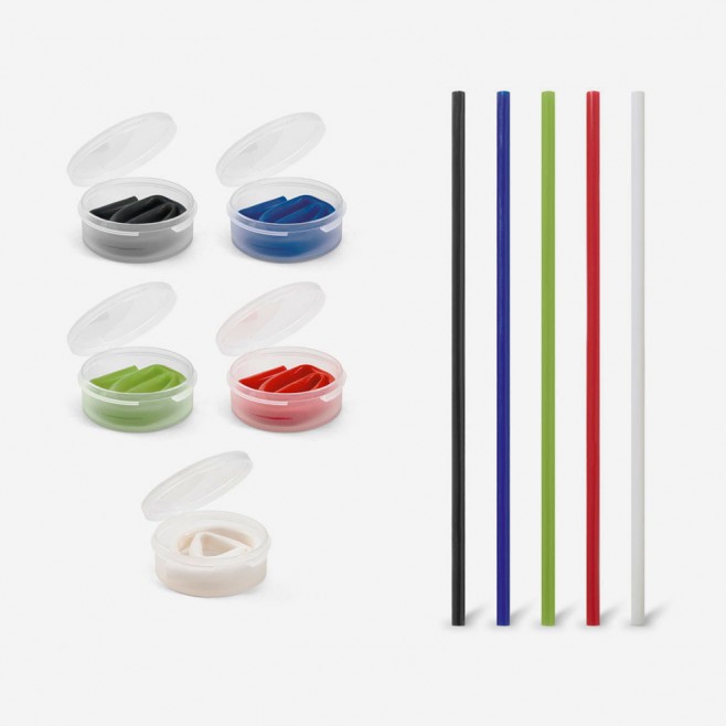 Canudo Reutilizável Dobrável de Silicone Com Estojo Plástico Personalizado Para Brinde Canudo Reutilizável Dobrável de Silicone Com Estojo Plástico Personalizado Para Brinde