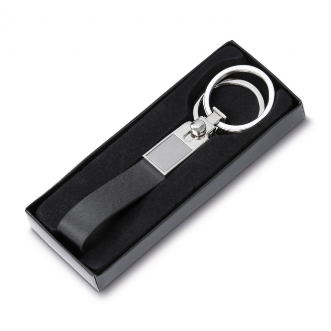 Chaveiro de metal Com Couro Sintético 2 Argolas Chaveiro de metal Com Couro Sintético 2 Argolas
