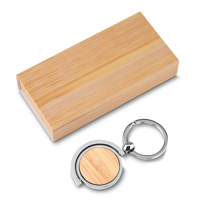 Chaveiro em Metal e Bambu Personalizado Chaveiro em Metal e Bambu Personalizado