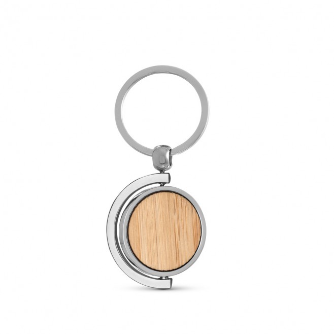 Chaveiro Redondo em Metal e Bambu Personalizado Chaveiro Redondo em Metal e Bambu Personalizado