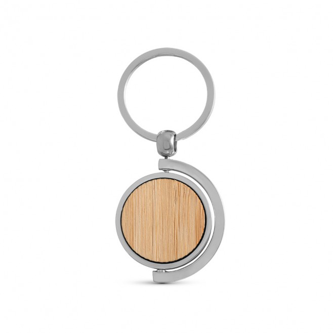 Chaveiro Redondo em Metal e Bambu Personalizado Chaveiro Redondo em Metal e Bambu Personalizado