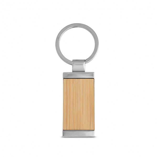 Chaveiro Retangular em Bambu e Metal Personalizado Chaveiro Retangular em Bambu e Metal Personalizado
