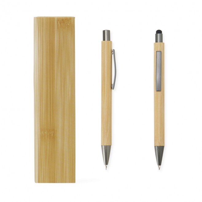 Conjunto Caneta e Lapiseira Bambu Personalizado com Logo Conjunto Caneta e Lapiseira Bambu Personalizado com Logo