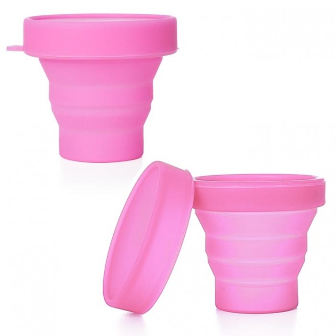 Copo Retrátil de Silicone Personalizado Para Outubro Rosa Copo Retrátil de Silicone Personalizado Para Outubro Rosa