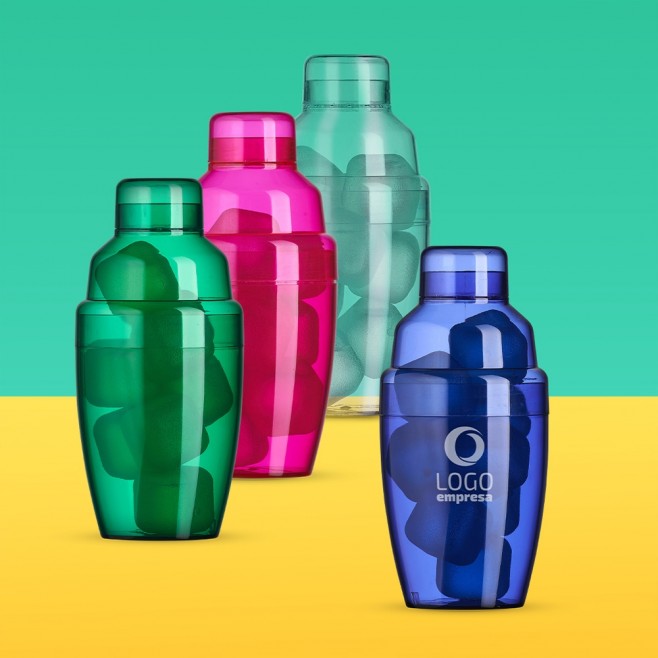 Coqueteleira Plástica com Gelo Ecológico Personalizada com Logo Coqueteleira Plástica com Gelo Ecológico Personalizada com Logo