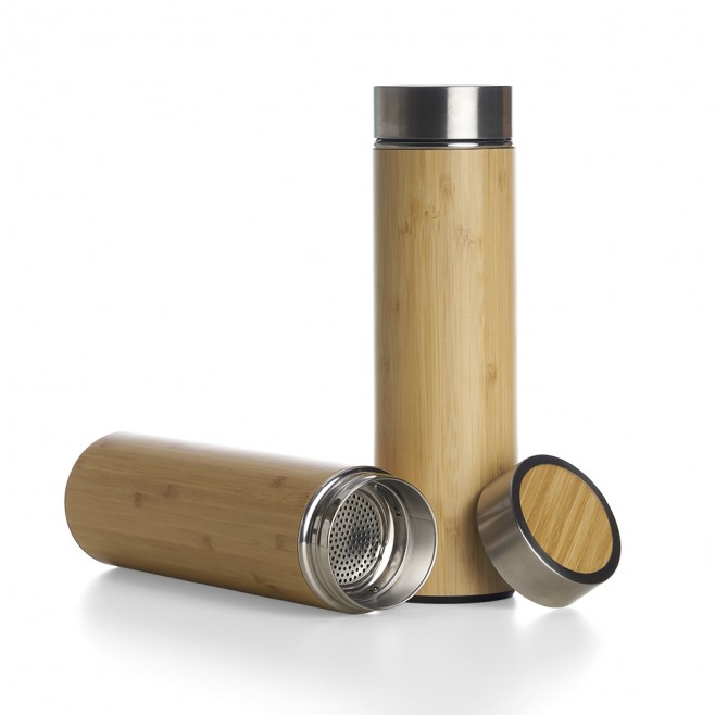 Garrafa Bambu Térmica 500ml com Infusor Promocional Garrafa Bambu Térmica 500ml com Infusor Promocional