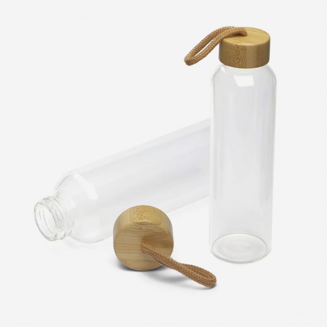 Garrafa de Vidro Com Tampa de Bambu Personalizada Garrafa de Vidro Com Tampa de Bambu Personalizada
