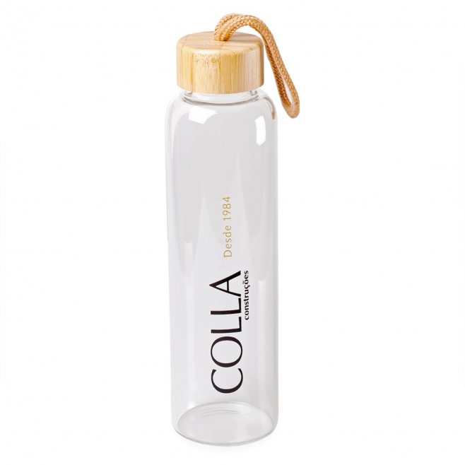 Garrafa de Vidro Com Tampa de Bambu Personalizada com Logo Garrafa de Vidro Com Tampa de Bambu Personalizada com Logo