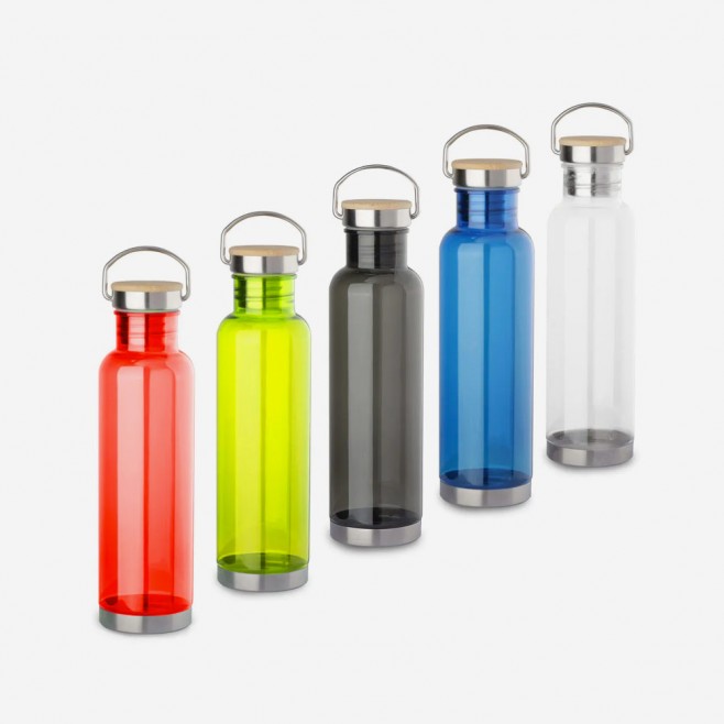 Garrafa Plástica Com Tampa e Base de Inox Personalizada Para Brinde Garrafa Plástica Com Tampa e Base de Inox Personalizada Para Brinde