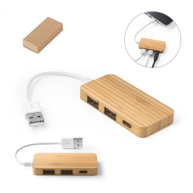 Hub em Bambu Personalizado Hub em Bambu Personalizado