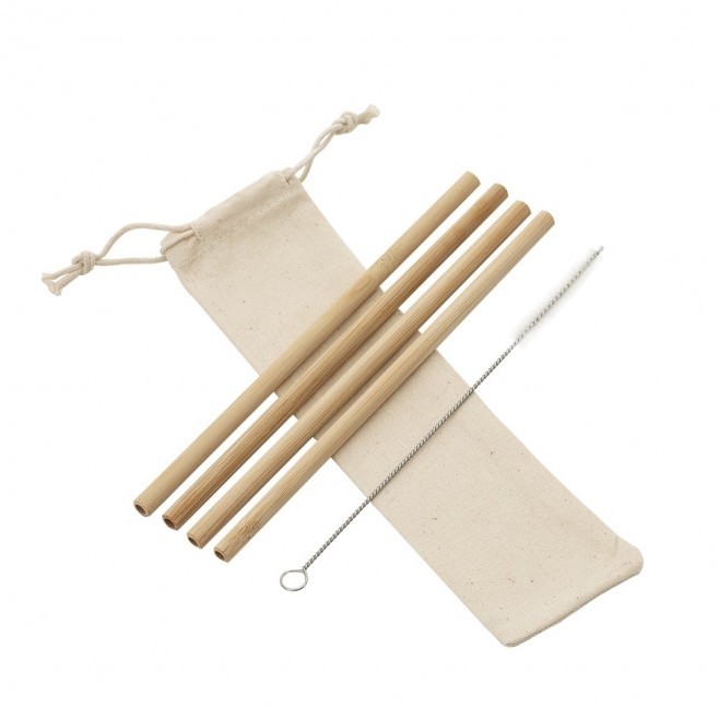 Kit Canudos de Bambu com Escova de Limpeza Personalizado Kit Canudos de Bambu com Escova de Limpeza Personalizado