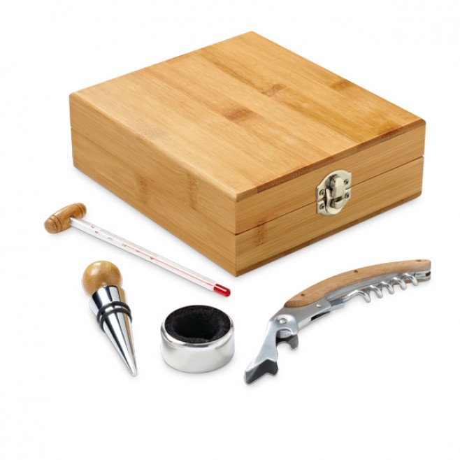 Kit Para Vinho Com Caixa de Madeira Personalizado Kit Para Vinho Com Caixa de Madeira Personalizado
