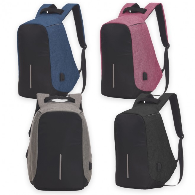Mochila Poliéster Anti-Furto USB Personalizada Mochila Poliéster Anti-Furto USB Personalizada