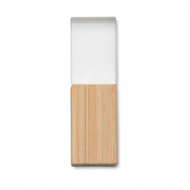 Pen Drive Cristal e Bambu Personalizado Pen Drive Cristal e Bambu Personalizado