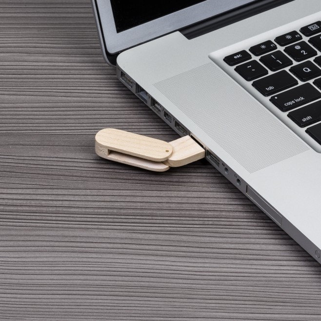 Pen Drive Giratório em Bambu Personalizado Pen Drive Giratório em Bambu Personalizado