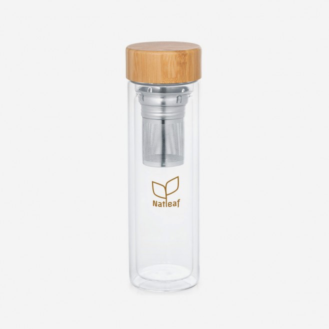 Squeeze de Vidro Com Tampa de Bambu e Infusor Personalizado Squeeze de Vidro Com Tampa de Bambu e Infusor Personalizado