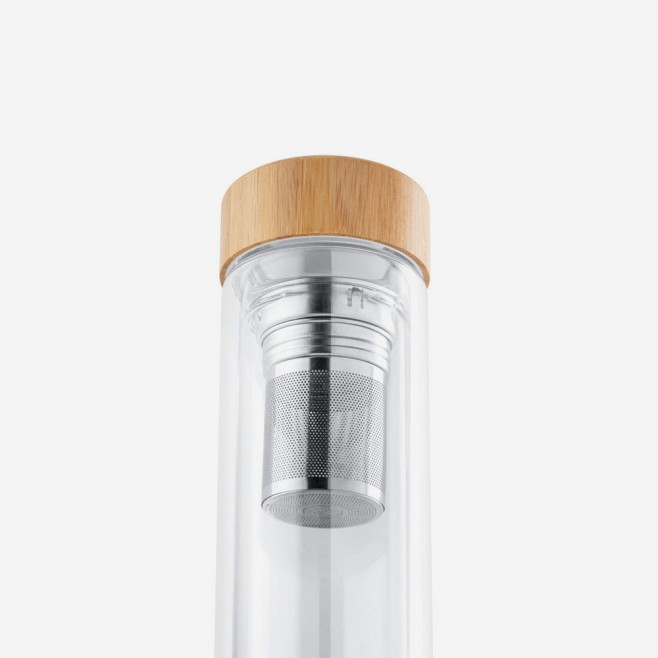 Squeeze de Vidro Com Tampa de Bambu e Infusor Personalizado Squeeze de Vidro Com Tampa de Bambu e Infusor Personalizado